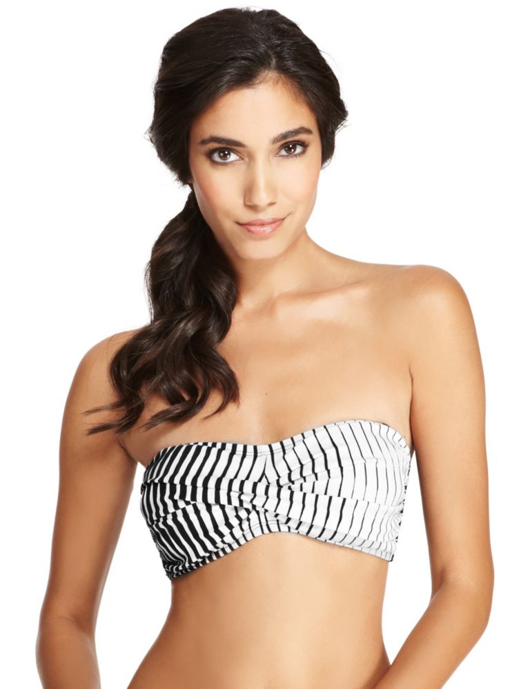 Halterneck Mono Striped Bandeau Bikini Top 6 of 6