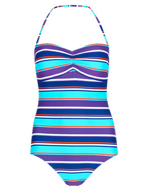Halterneck Striped Swimsuit Image 2 of 5