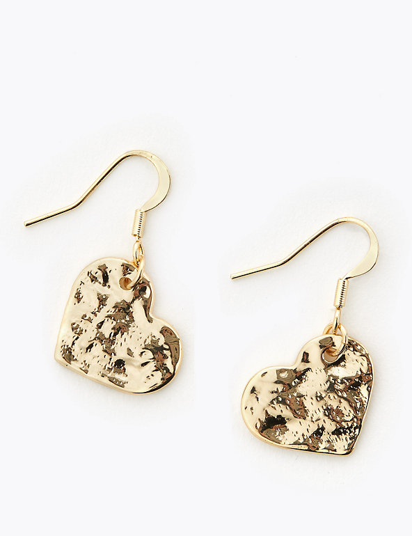 Hammered Heart Drop Earrings Image 1 of 1