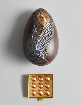Hand Decorated Single Origin Dark Chocolate Feather Egg M S