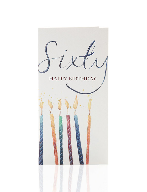 Hand Drawn Candles 60th Birthday Card Image 1 of 2