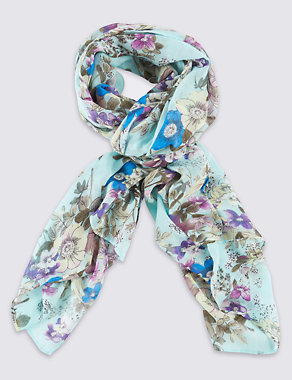 Hand Drawn Floral Scarf Image 2 of 4