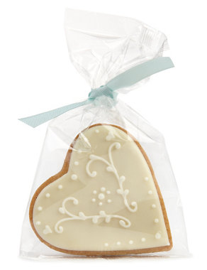 Hand Iced Heart Biscuits with Duck Egg Blue Ribbons Image 2 of 3