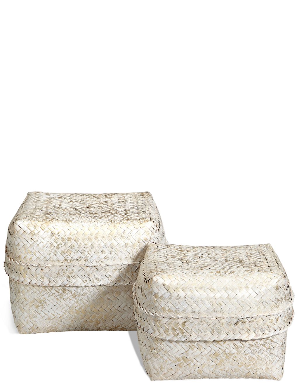 Hand Woven Set of 2 Bamboo Boxes 3 of 5