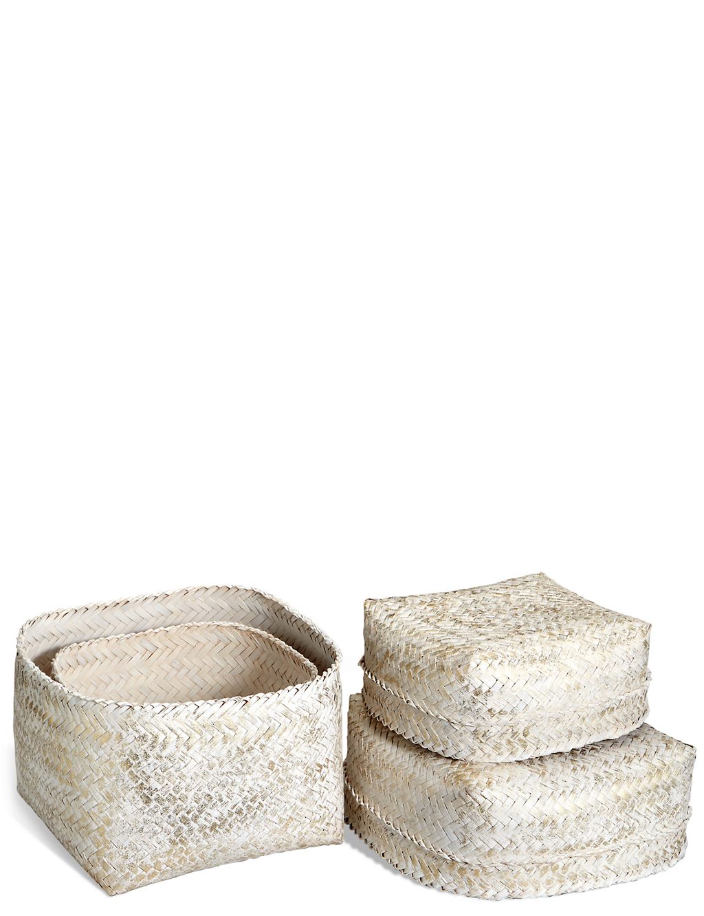 Hand Woven Set of 2 Bamboo Boxes 1 of 5