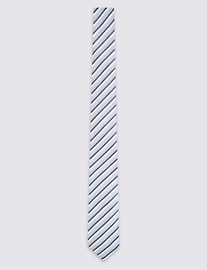 Handmade Silk Herringbone Striped Tie Image 2 of 3