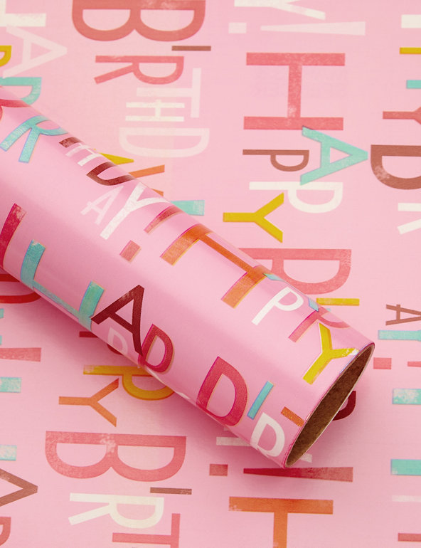 Happy Birthday 2 Meter Roll Wrapping Paper Image 1 of 1