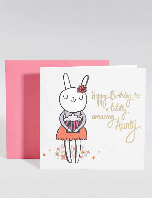 Happy Birthday Aunty Rabbit Card Image 1 of 2
