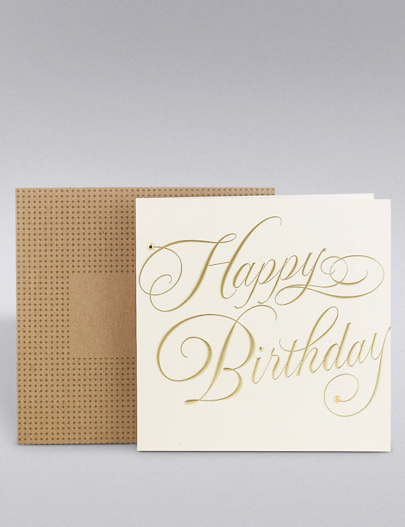 Happy Birthday Gold Calligraphy Card Image 1 of 2