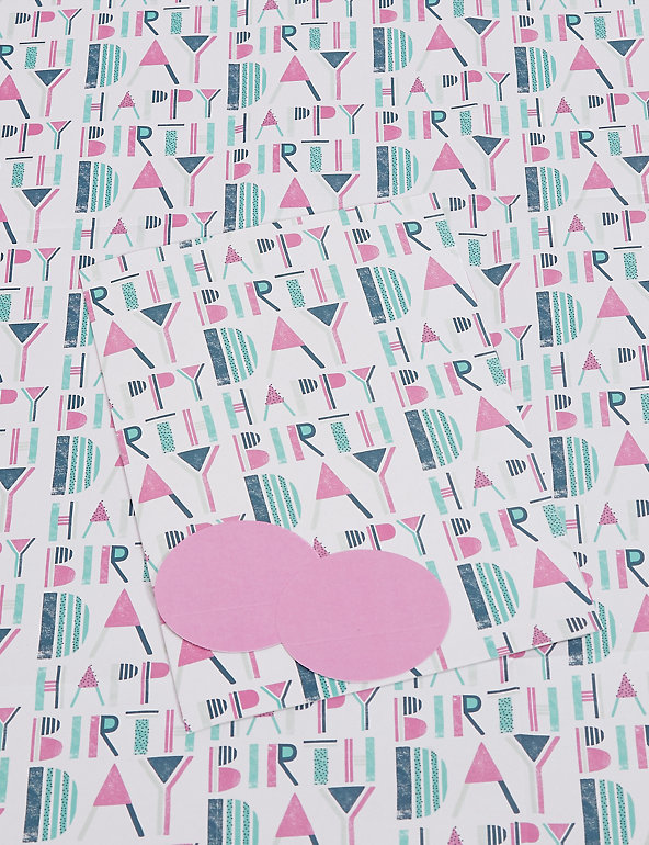 Happy Birthday Pink & Blue Sheet Wrapping Paper Image 1 of 1