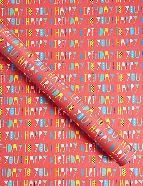 Happy Birthday Text Roll Wrap Image 2 of 3