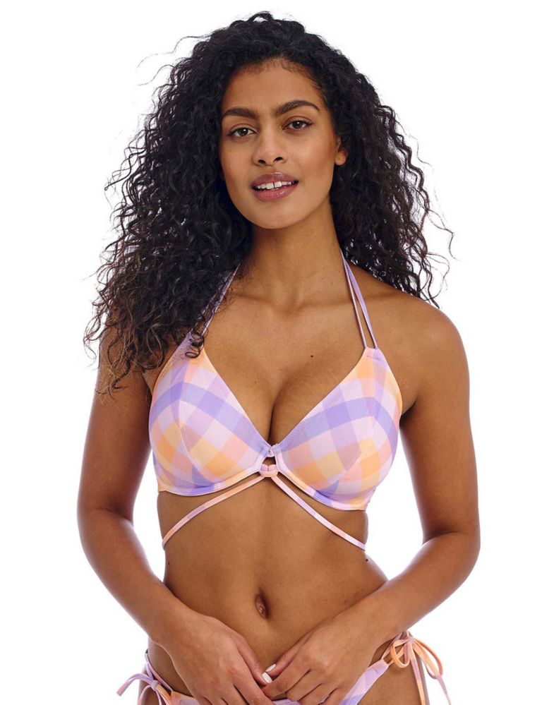 Harbour Island Checked Wired Plunge Bikini Top 3 of 6