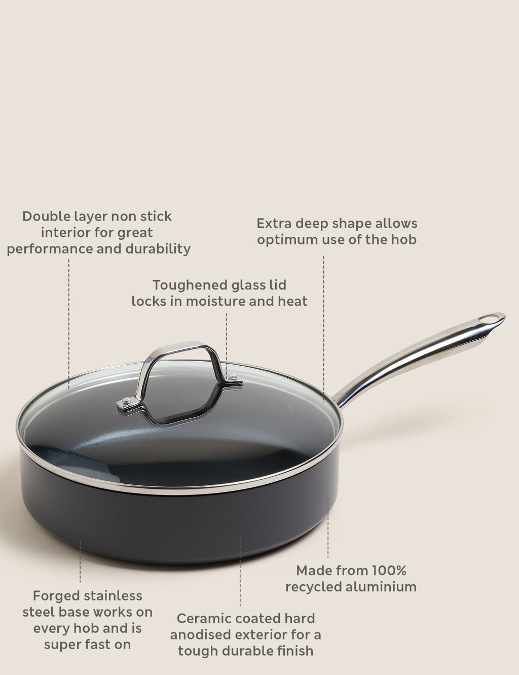 Hard Anodised 26cm Large Sauté Pan 4 of 4