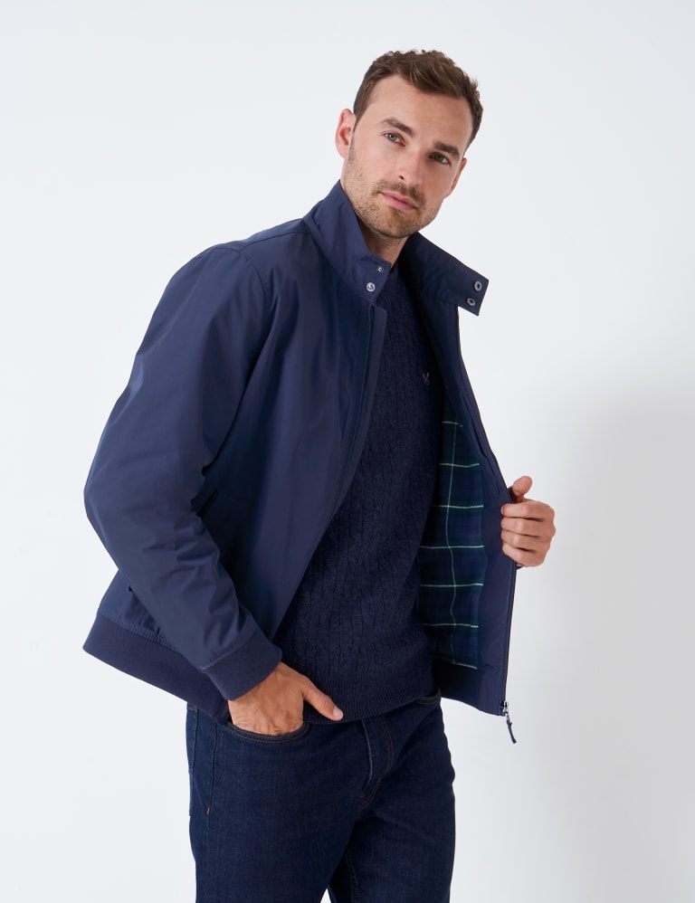 Navy Blue Slim Harrington Jacket