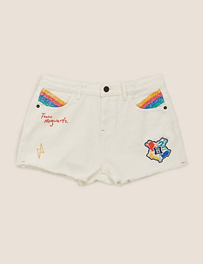 Harry Potter™ Denim Embroidered Shorts (6-16 Yrs) Image 2 of 7