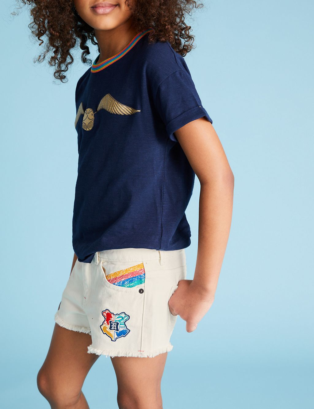 Harry Potter™ Denim Embroidered Shorts (6-16 Yrs) 2 of 7