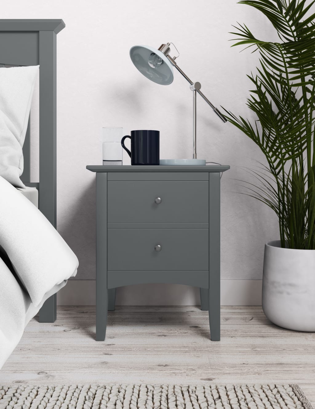 2 drawer grey bedside table sale