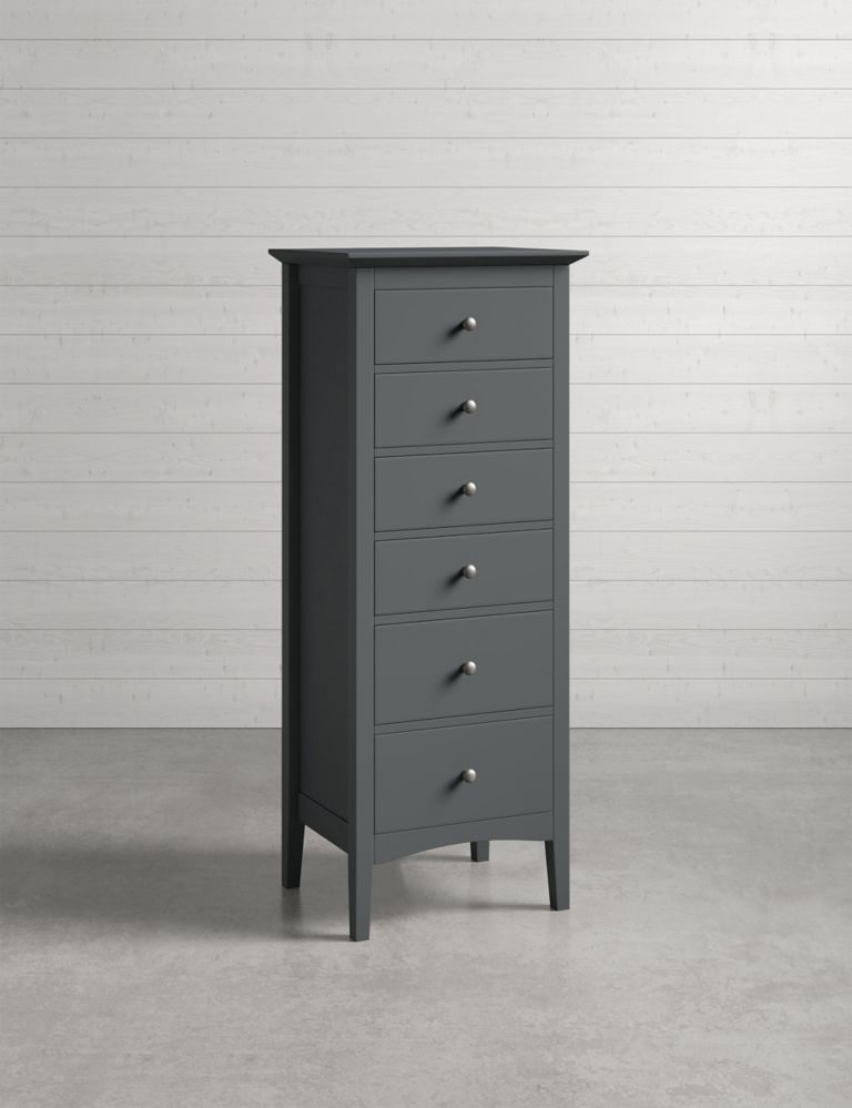 Hastings Dark Grey Tall 6 Drawer Chest 1 of 9