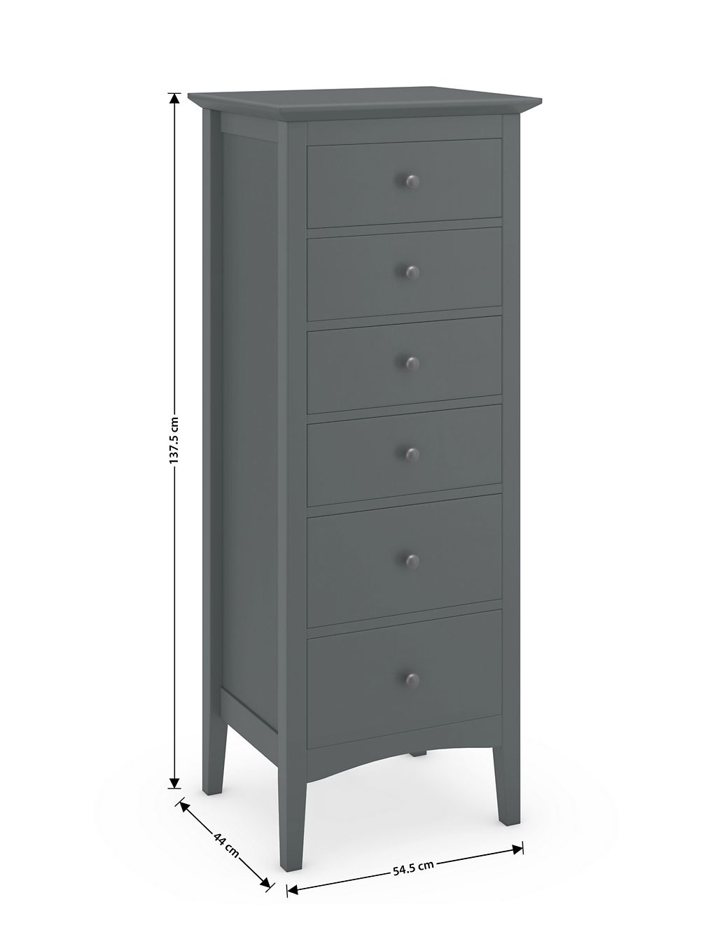 Hastings Dark Grey Tall 6 Drawer Chest 6 of 9