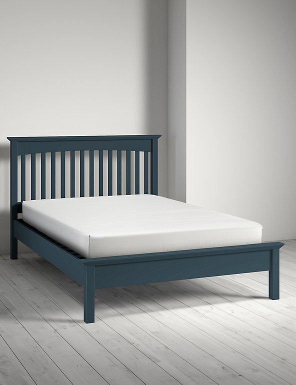 Hastings Mid Blue Bed M S, Blue Metal Double Bed Frame