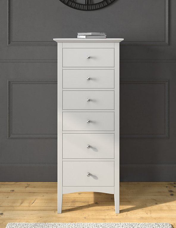 Hastings Tall 6 Drawer Chest M S, Grey Tall Dresser