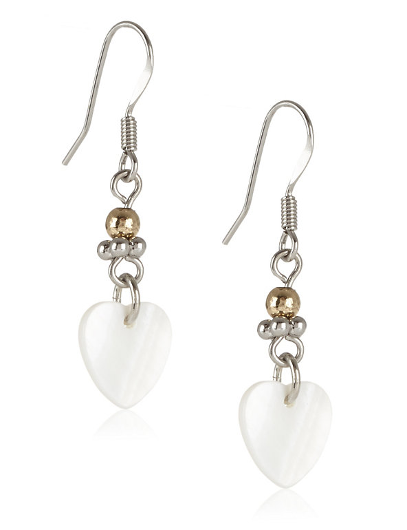 Heart & Bead Drop Earrings Image 1 of 1