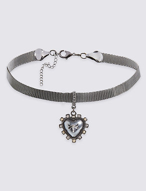 Heart Charm Drop Choker Necklace Image 2 of 3
