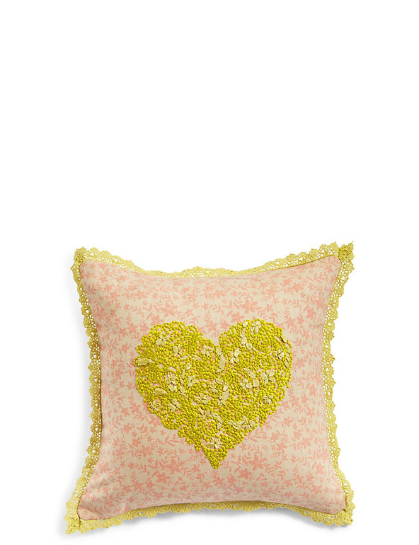 Heart Embroidered Cushion Image 1 of 2