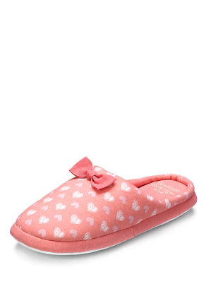Heart Print Bow Slippers Image 2 of 4