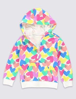 Heart Print Hooded Top (1-7 Years) Image 2 of 3