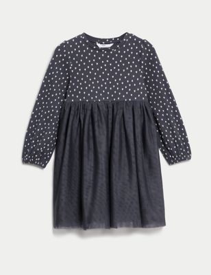 Heart Print Tulle Dress (2-8 Yrs) Image 2 of 4