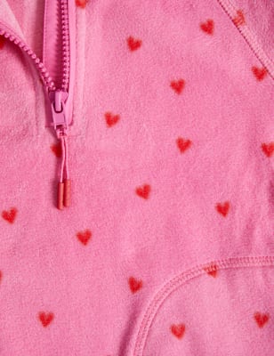 Heart Print Zip Fleece Top (2-8 Yrs)