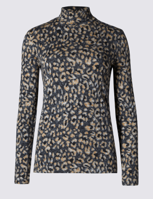 Animal print shop roll neck