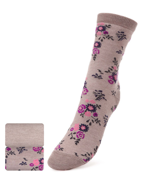 Heatgen™ Floral Ankle High Socks 2 Pair Pack Image 1 of 1