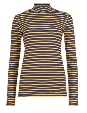 Heatgen™ Striped Polo Neck Top Image 2 of 4