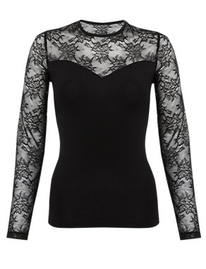 Heatgen™ Thermal Floral Lace Long Sleeve Top Image 2 of 5