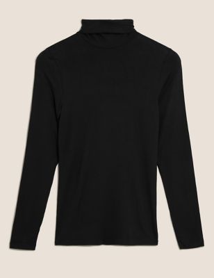 white roll neck long sleeve top