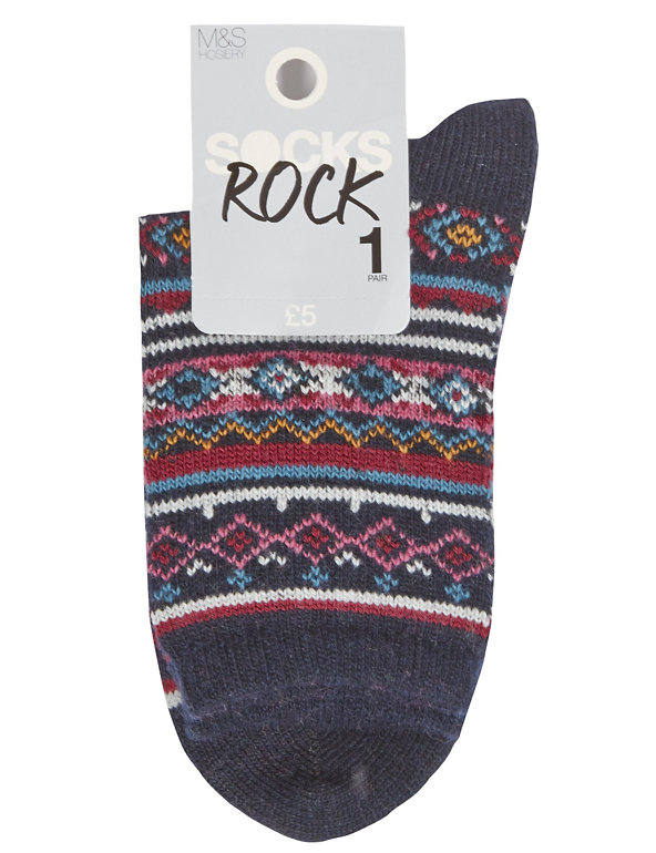Heavyweight Fair Isle Ankle Socks with Wool Image 1 of 2