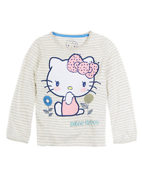 Hello Kitty Cotton Rich Long Sleeve Striped T-Shirt (1-7 Years) Image 2 of 4