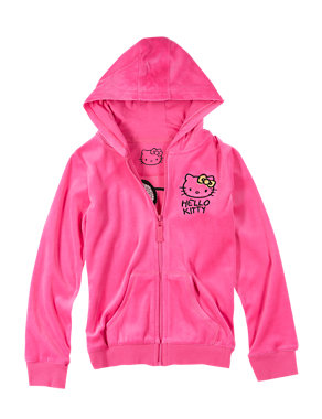 Hello Kitty Cotton Rich Velour Hooded Sweat Top with StayNEW™ (5- 14 Years) Image 2 of 3