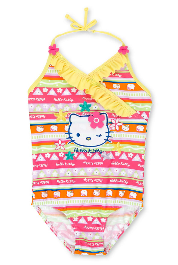 Hello Kitty Floral Applique Frill Swimsuit Image 1 of 1