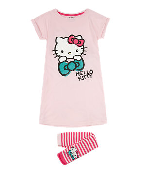 Hello Kitty Nightdress & Socks Outfit with StayNEW™ (6-16 Years) Image 2 of 3