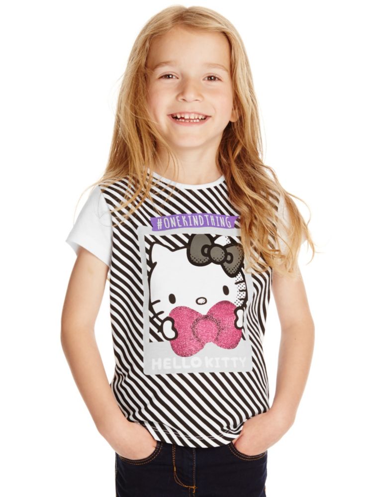 Hello Kitty Pure Cotton Striped T-Shirt (1-7 Years) 1 of 3