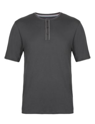 Henley Neck Pyjama T-Shirt with Modal Image 2 of 3