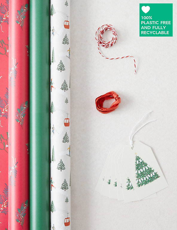 Heritage Christmas Wrapping Paper, Tag & Ribbon Pack - 4.5m Image 1 of 2