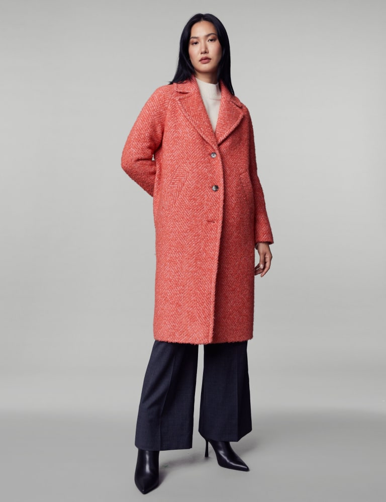 Herringbone Cocoon Coat with Wool | JAEGER | M&S