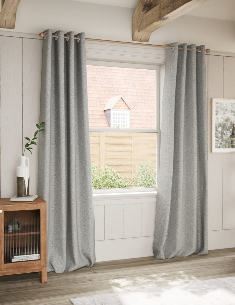 Herringbone Eyelet Blackout Curtains M&S Collection M&S