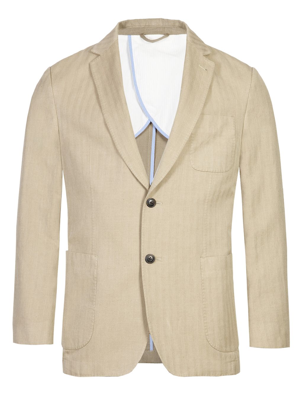 Herringbone Striped Slim Fit Jacket with Linen 7 of 9