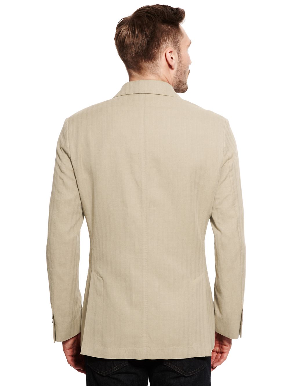 Herringbone Striped Slim Fit Jacket with Linen 8 of 9