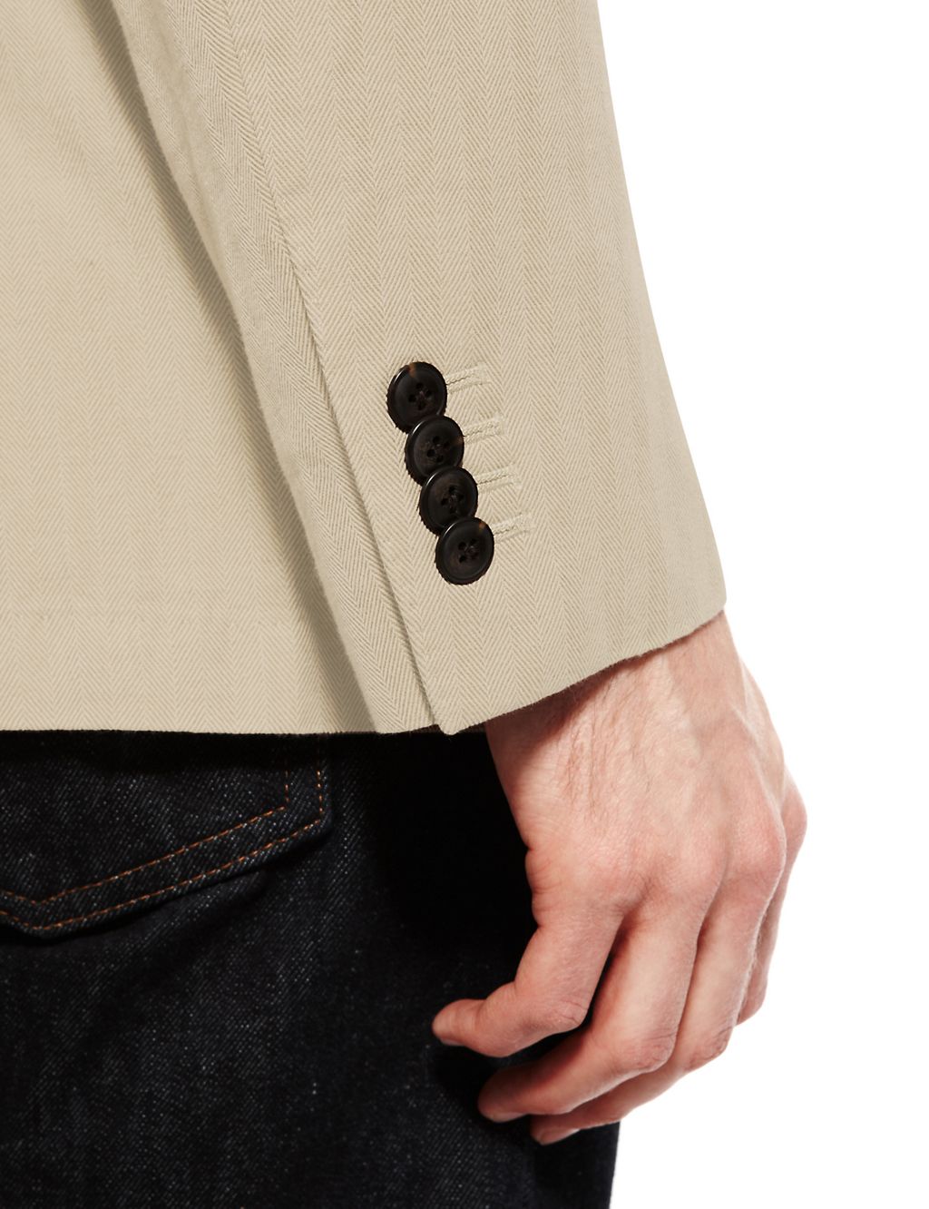 Herringbone Striped Slim Fit Jacket with Linen 5 of 9